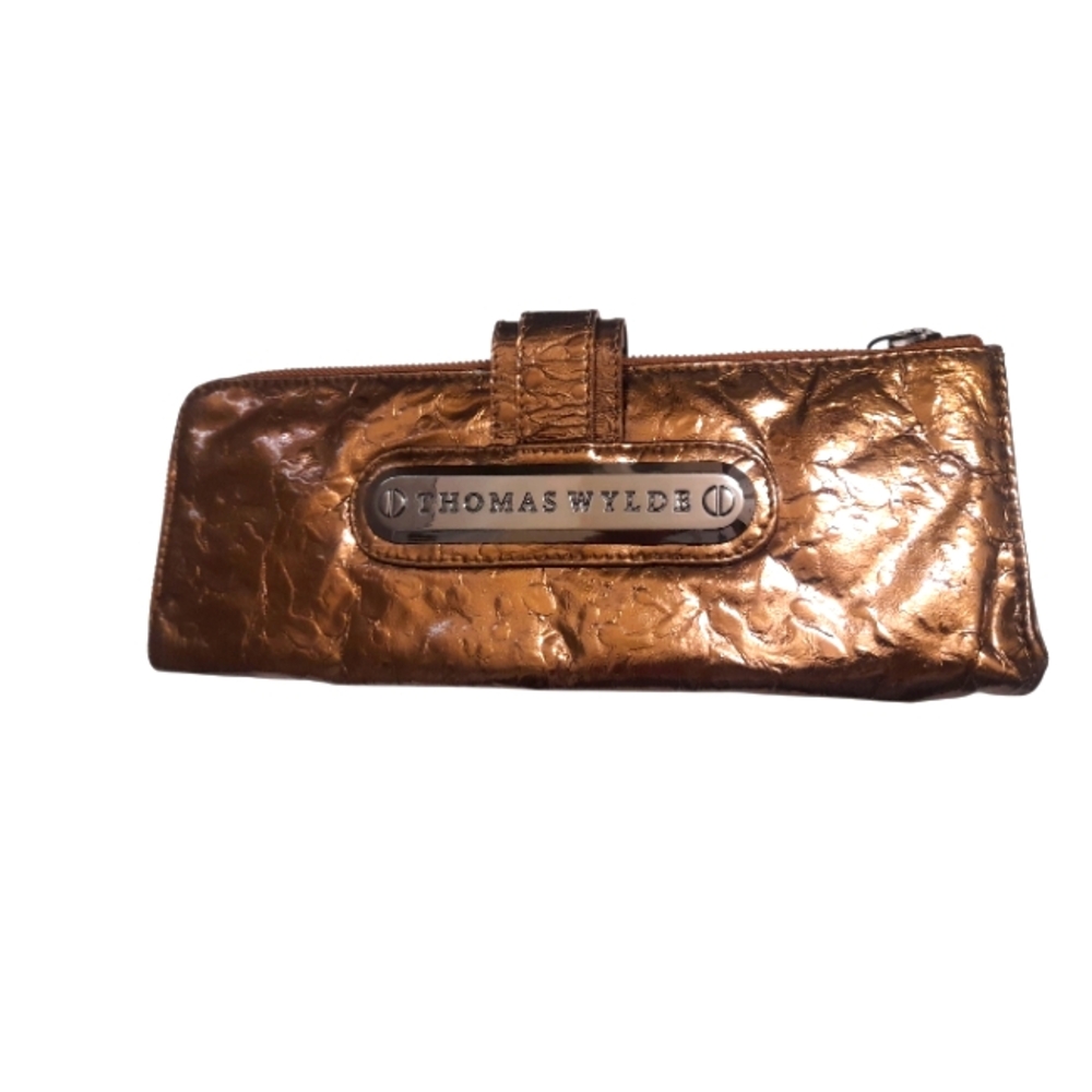 Thomas Wylde Metallic Bronze Wristlet Clutch